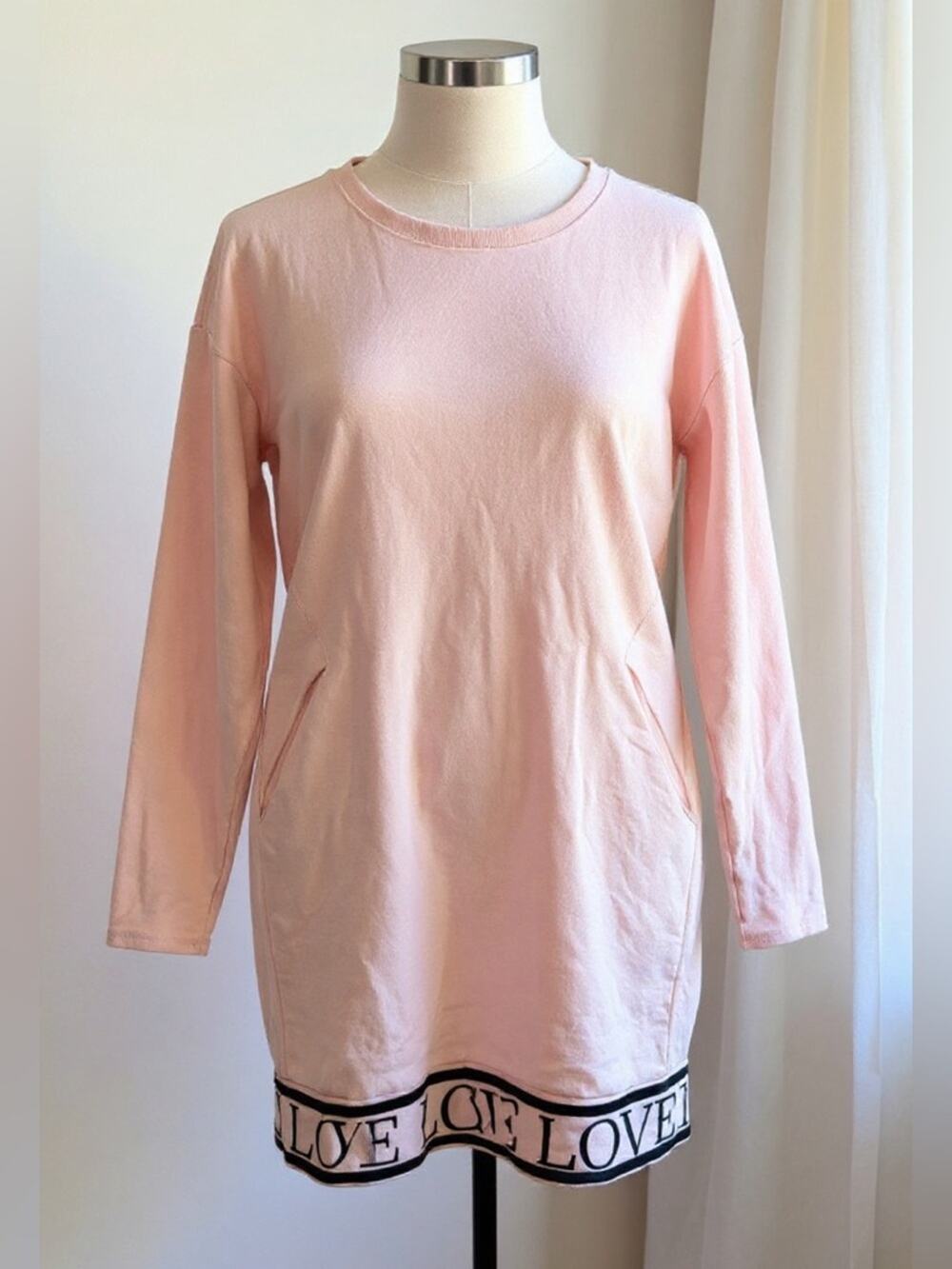 pink long sleeve sweater Dress Loose fit women small soft girl balletcore sporty